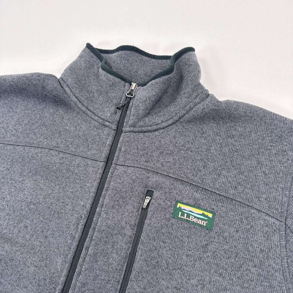 LL Bean Sweater Fleece Mens XXL Gray Full Zip Jacket Outdoor Gorpcore 504938
